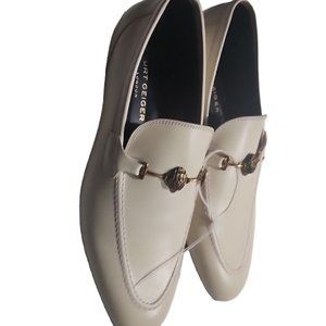 Kurt Geiger London Ali Loafers 10.5 Cream Leather Embellished Eagle New W/O Box